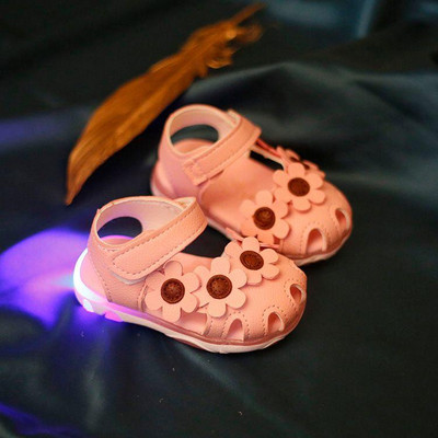 Sandale luminoase pentru fete pentru copii cu autocolante