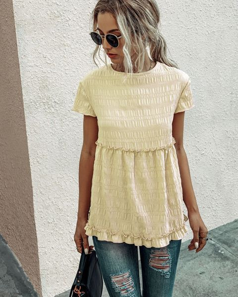 Moderna ženska bluza kratkih rukava i ovalnog izreza - široki model