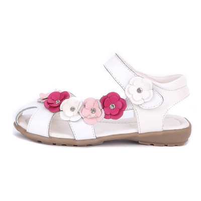 Gyermek szandál 3D virágokkal és kövekkel - lapos talp