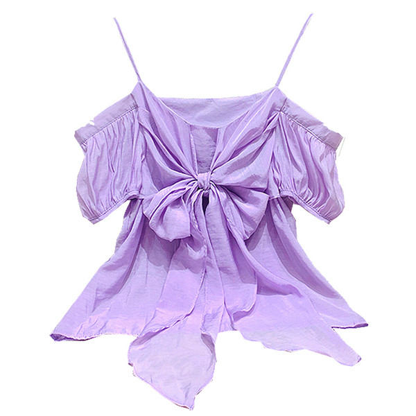 Modern női blúz szalaggal és csupasz váll