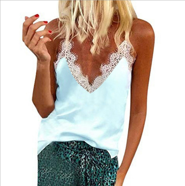 Elegantna ženska majica bez rukava s tankim naramenicama i čipkom