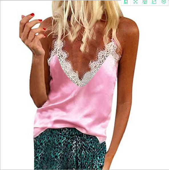 Elegantna ženska majica bez rukava s tankim naramenicama i čipkom