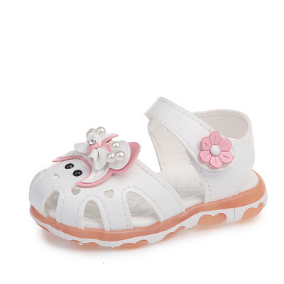 Φωτεινά παιδικά σανδάλια για κορίτσια με πέρλες