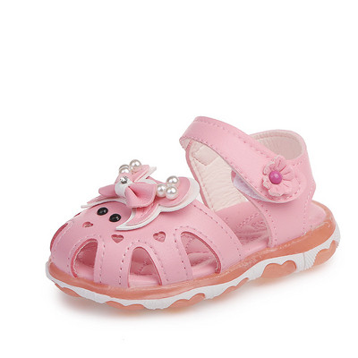 Φωτεινά παιδικά σανδάλια για κορίτσια με πέρλες