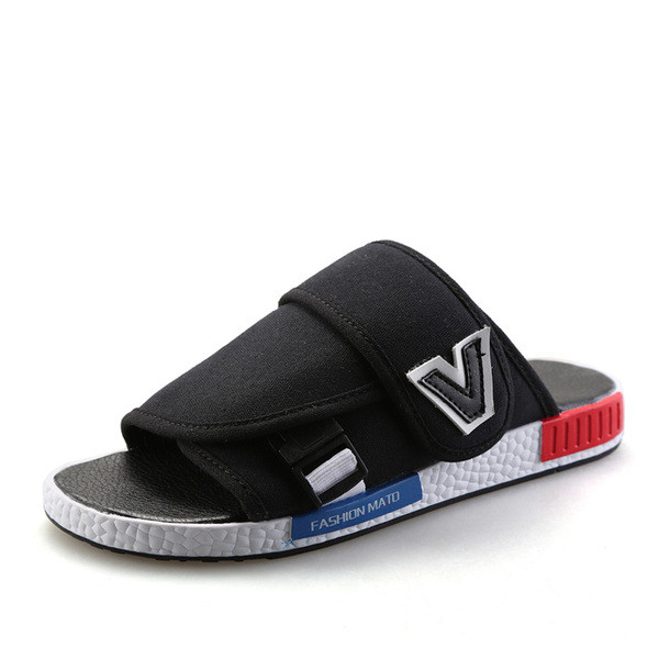 Ежедневни мъжки чехли с равна подметка и лепенки