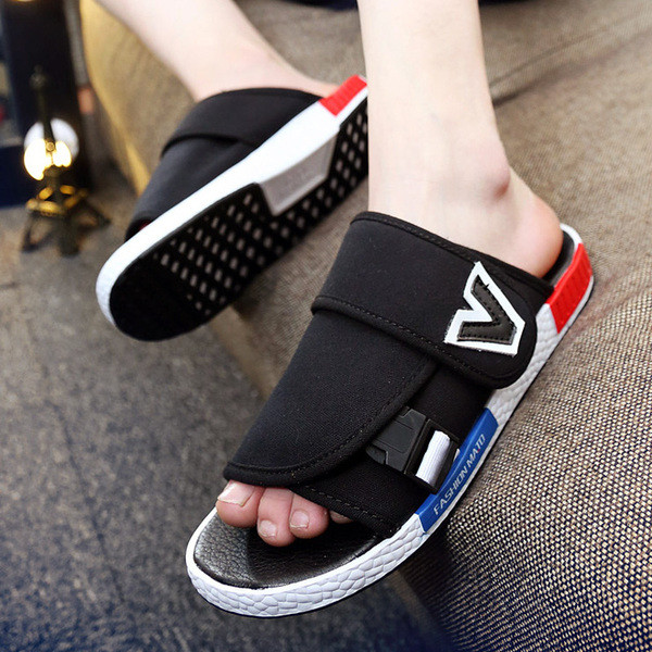 Ежедневни мъжки чехли с равна подметка и лепенки