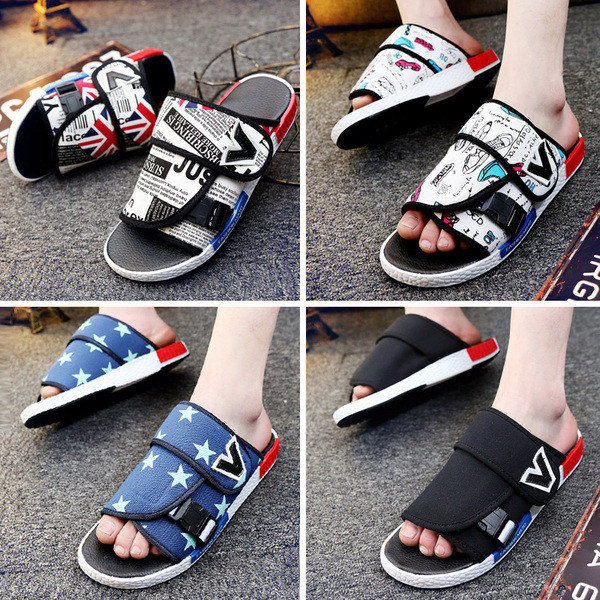 Ежедневни мъжки чехли с равна подметка и лепенки