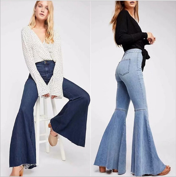 Alkalmi női hosszú farmernadrág magas derekú Charleston modellel