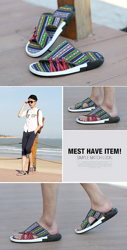 Мъжки чехли с шарка и равна подметка