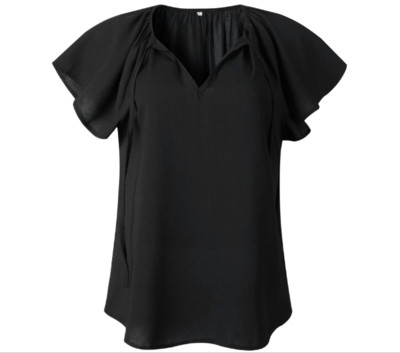 Alkalmi női blúz rövid ujjal és nyakkendővel