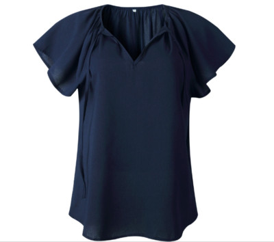 Alkalmi női blúz rövid ujjal és nyakkendővel