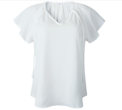 Alkalmi női blúz rövid ujjal és nyakkendővel