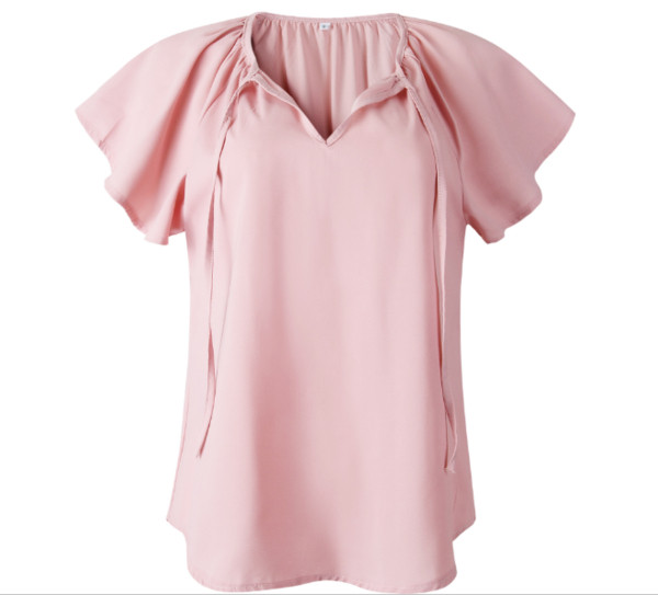 Alkalmi női blúz rövid ujjal és nyakkendővel