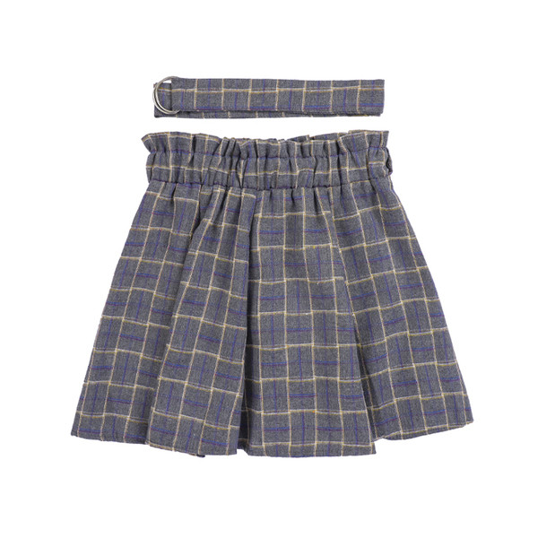 Alkalmi női kockás szoknya magas derékkal és övvel