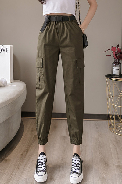 Модерен дамски дълъг гащериозн с колан и висока талия