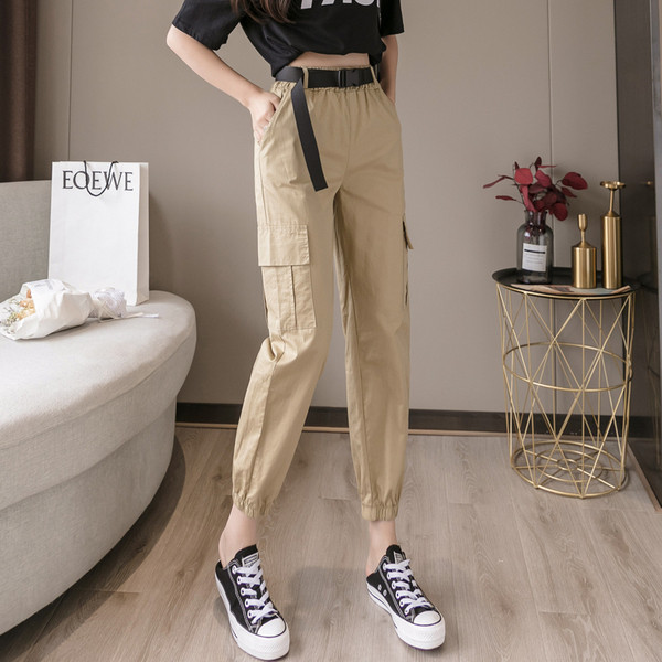 Модерен дамски дълъг гащериозн с колан и висока талия