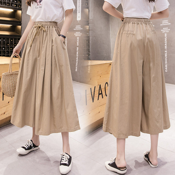 Moderne ženske duge široke hlače s visokim strukom i vezicama