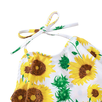 Bērnu divdaļīgs peldkostīms ar dzīvnieku un ziedu rakstu