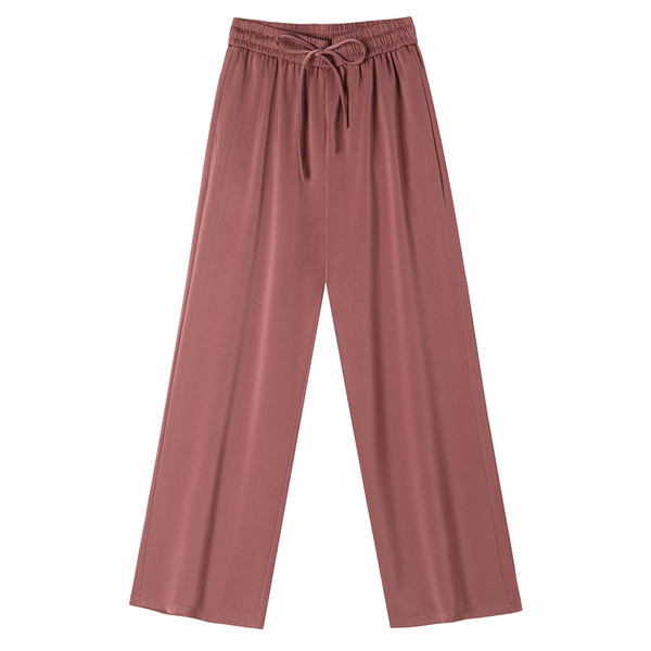 Ležerne ženske duge hlače s visokim elastičnim strukom