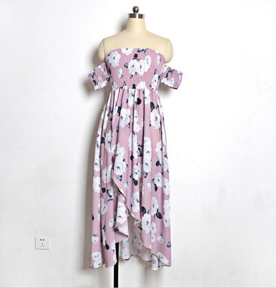 Rochie lungă de damă casual cu model floral și bretele căzute