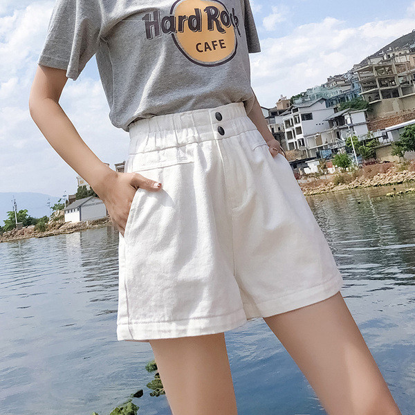 Нов модел къси панталони с висока ластична талия 