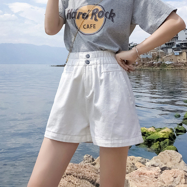 Нов модел къси панталони с висока ластична талия 