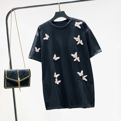 Tricou casual dama cu element 3D si decolteu rotund