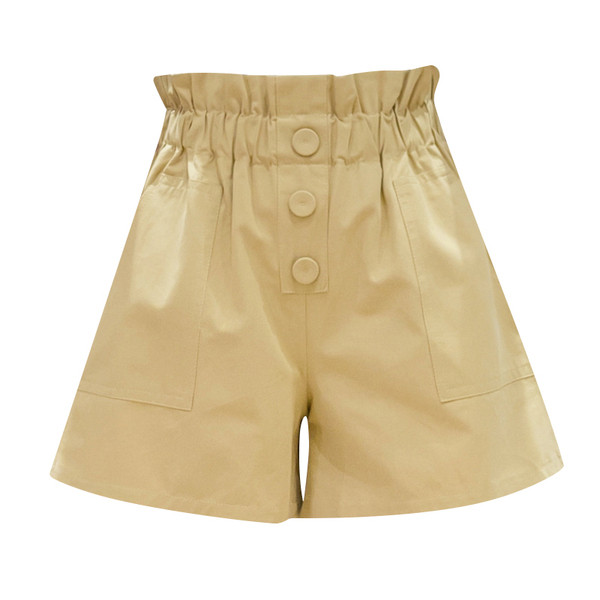 Alkalmi női rövidnadrág magas derékkal és gombokkal