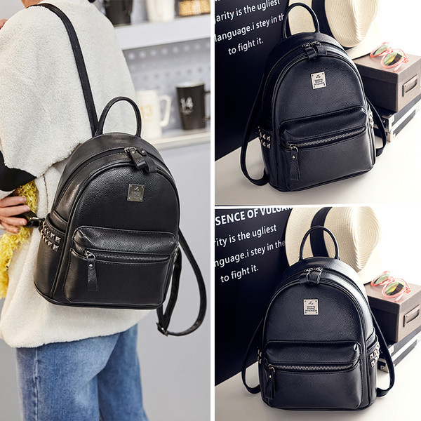 Γυναικείο σακίδιο πλάτης από οικολογικό δέρμα με φερμουάρ και δύο λαβές