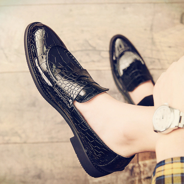 Мъжки елегантни обувки тип мокасина от еко кожа