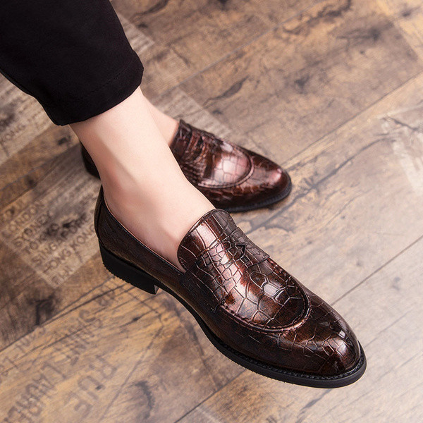 Мъжки елегантни обувки тип мокасина от еко кожа