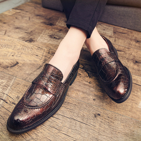 Мъжки елегантни обувки тип мокасина от еко кожа