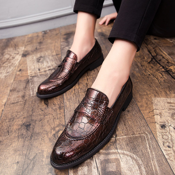 Мъжки елегантни обувки тип мокасина от еко кожа