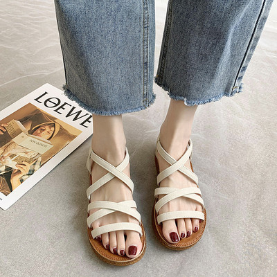 Sandale casual dama cu talpa plata si elastic
