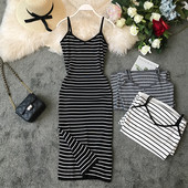 Rochie casual de dama model NOU cu bretele subtiri si fanta