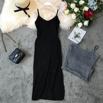 Rochie casual de dama model NOU cu bretele subtiri si fanta