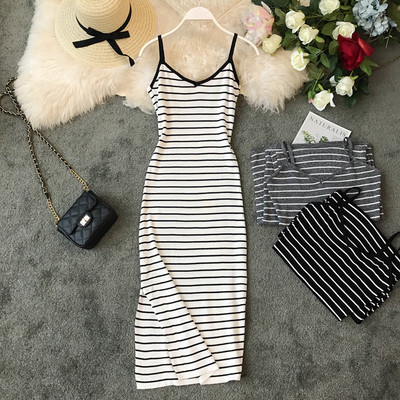 Rochie casual de dama model NOU cu bretele subtiri si fanta