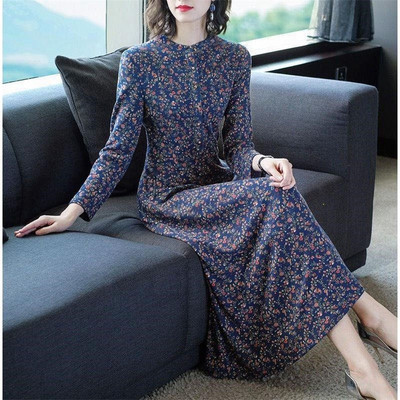 Rochie lunga de dama model nou cu model floral si marimi pana la 4XL