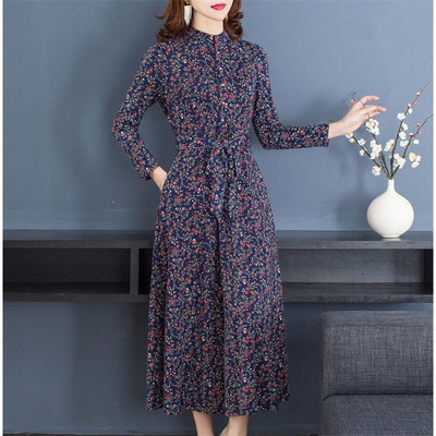 Rochie lunga de dama model nou cu model floral si marimi pana la 4XL