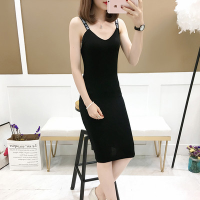 Rochie scurtă de damă casual cu bretele subțiri și inscripție