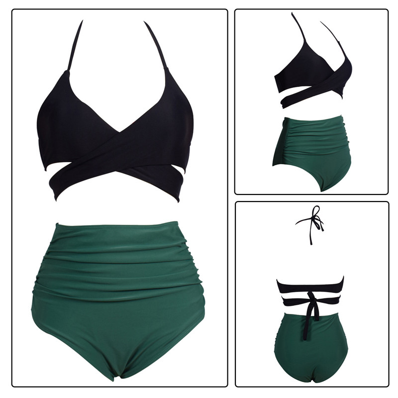 Γυναικείο μαγιό σε δύο μέρη - πάνω μέροσ με κορδόνιακαι  και κάτω με ψηλή μέση