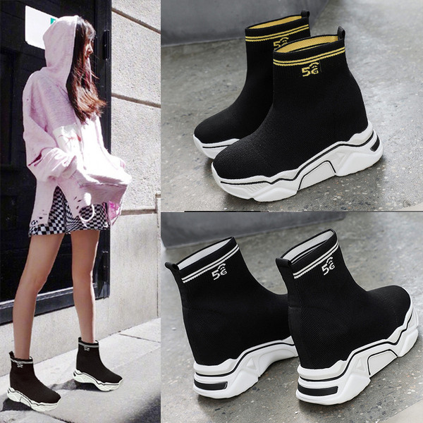 Modern női magas szárú tornacipő fekete platformmal