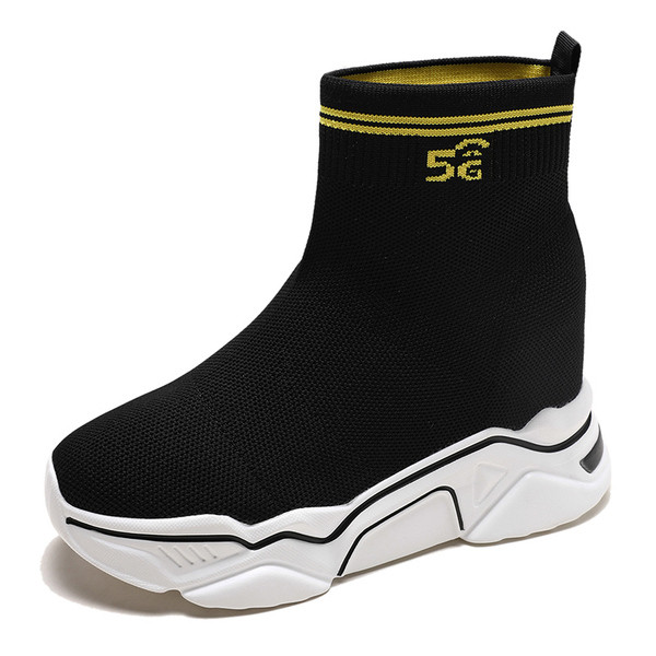 Modern női magas szárú tornacipő fekete platformmal