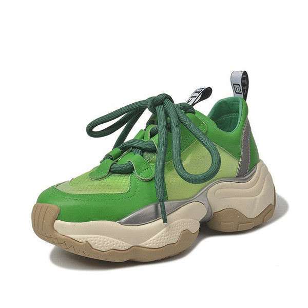 Casual γυναικεία αθλητικά παπούτσια με κορδόνια, τραχιά σόλα και πλέγμα