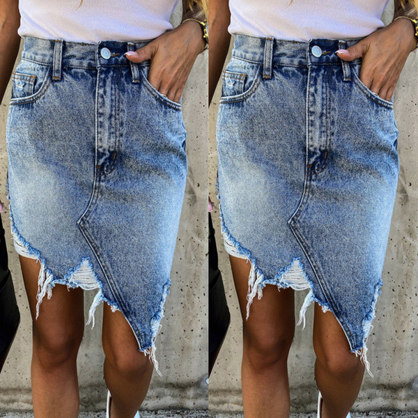 UUS mudel kõrge vöökoha ja rebenenud motiividega naiste teksaseelik