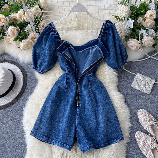 Γυναικείο τζιν φόρεμα με κορδέλα και κοντά μανίκια