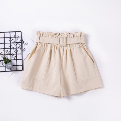 Pantaloni scurți casual de damă, cu talie înaltă și buzunar