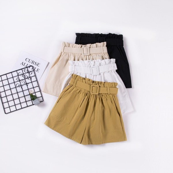 Kõrge vöökoha ja taskuga vabaaja naiste lühikesed püksid