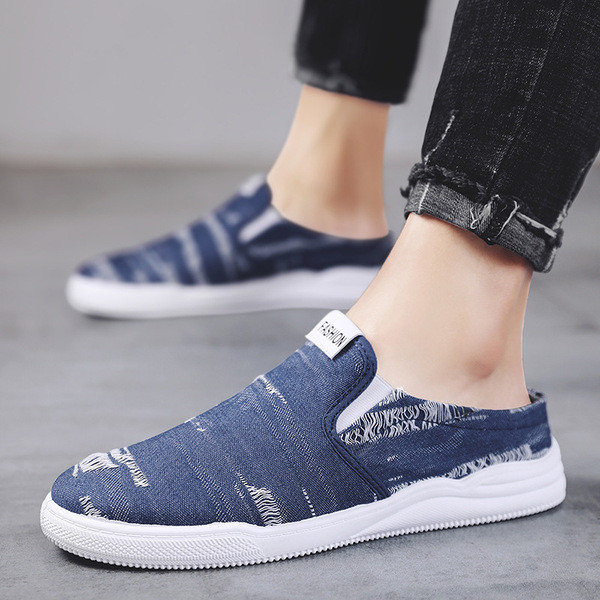 ΝΕΟ μοντέλο ανδρικές παντόφλες τζιν με σκισμένα μοτίβα