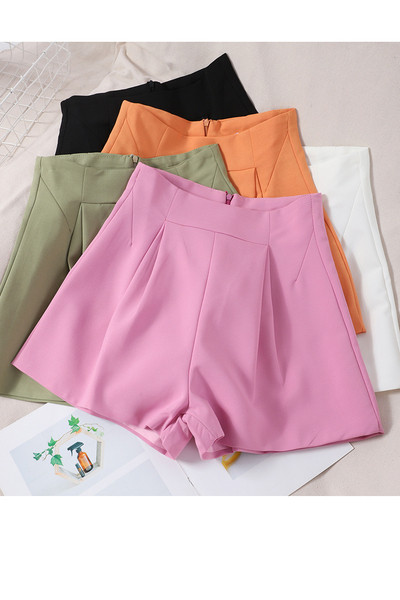 Női rövidnadrág cipzárral, magas derékkal